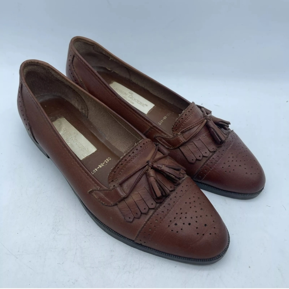 Lauren Rogers Brown Leather Tassel Loafers for Women Size 8